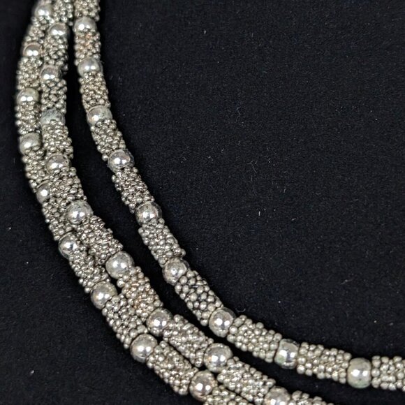 Vintage Napier 3-Strand Metal Beaded Statement Necklace - Picture 3 of 5